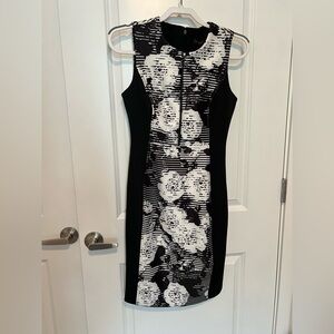 Donna Karan New York Sleeveless Black/White Floral Midi Dress 2